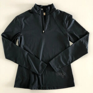 Orage Base Layer 1/4 Zip Long Sleeve Activewear Top Black Size M